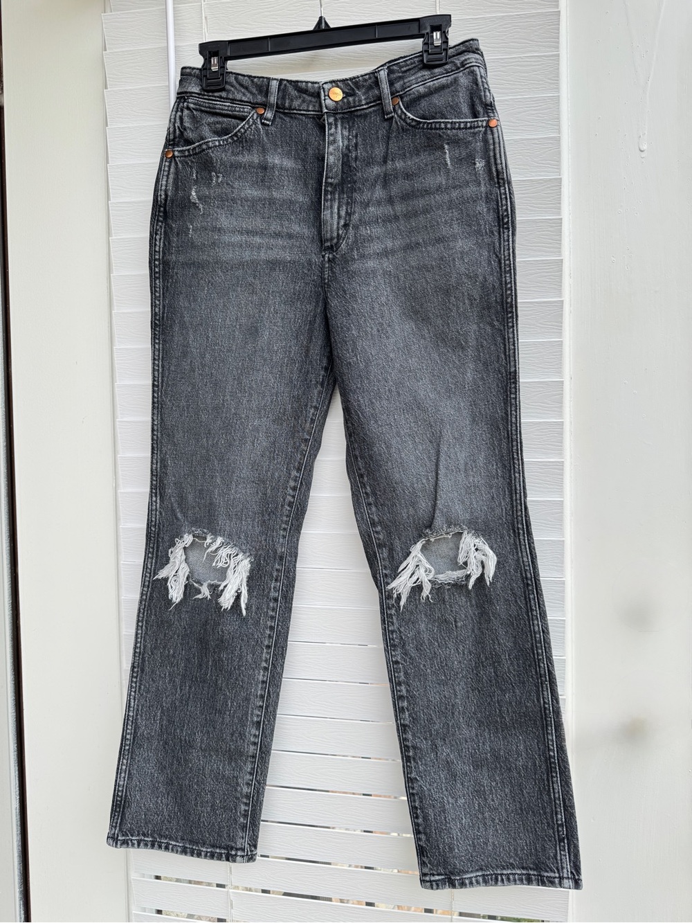 Wrangler Wild West High Rise Straight Leg Distressed Gray Jeans W28 L28 - Picture 5 of 10